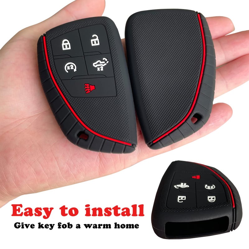 TANDRIVE Key Fob Cover for 2022 2023 2024 2025 Chevy Silverado 1500 GMC Sierra 1500, 2024 2025 Silverado Sierra 2500HD 3500HD, Silicone, 2-Pack, Black - Image 3